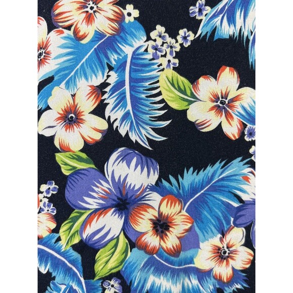 Geoffrey Beene Hawaiian Shirt Mens L Aloha Blue Tropical Floral Top Button - Picture 4 of 11